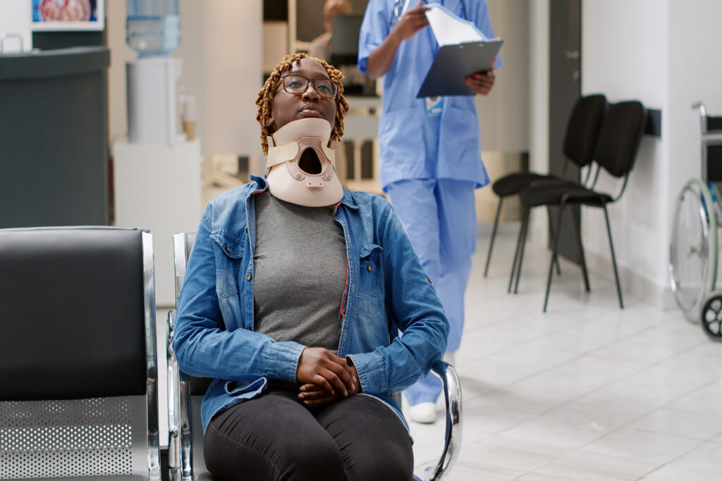 nurse taking injured patient with medical